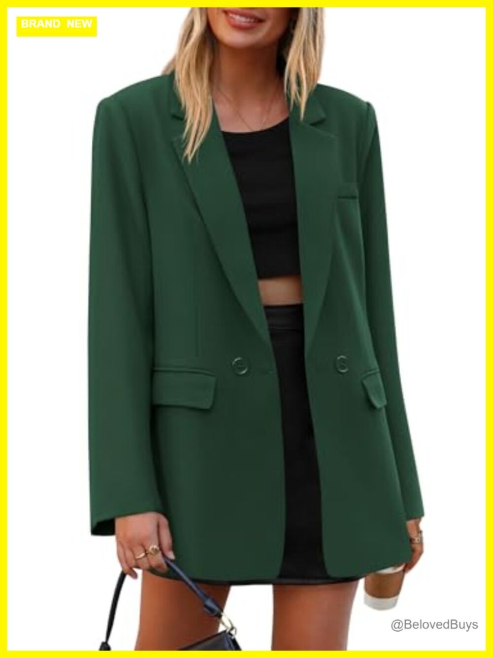 Womens Oversized Double Breasted Blazer Business Casual Lightweight